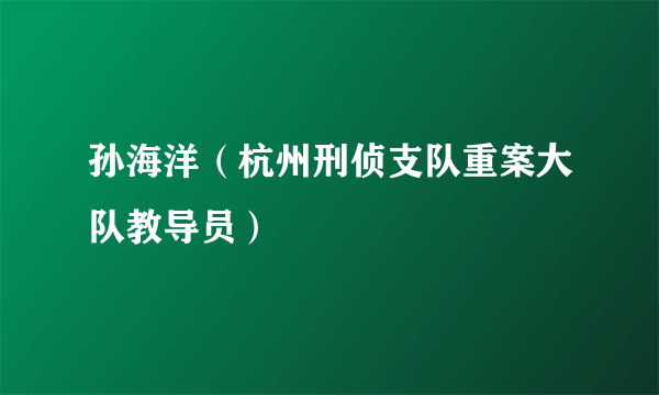 孙海洋（杭州刑侦支队重案大队教导员）