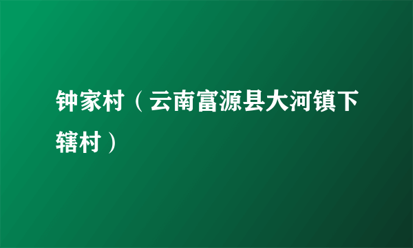 钟家村（云南富源县大河镇下辖村）