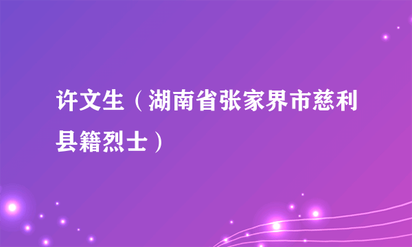 许文生（湖南省张家界市慈利县籍烈士）