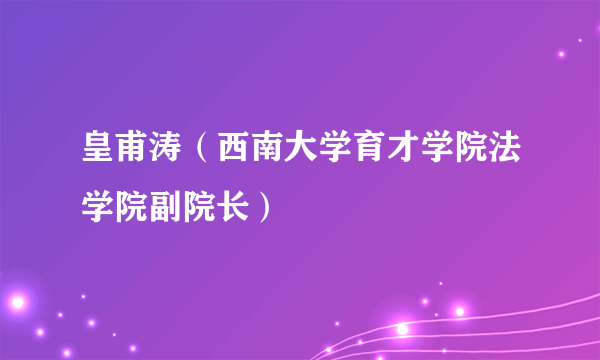 皇甫涛（西南大学育才学院法学院副院长）