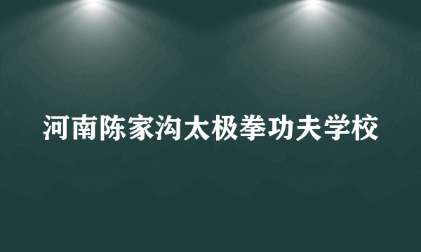 河南陈家沟太极拳功夫学校