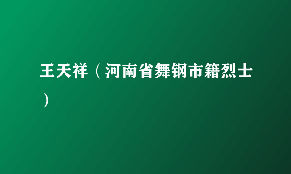 王天祥（河南省舞钢市籍烈士）