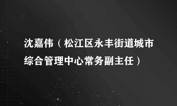 沈嘉伟（松江区永丰街道城市综合管理中心常务副主任）