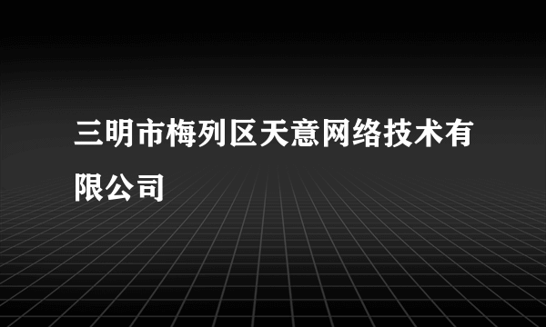 三明市梅列区天意网络技术有限公司