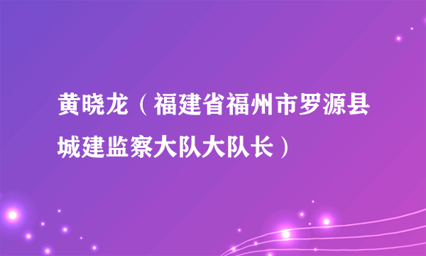 黄晓龙（福建省福州市罗源县城建监察大队大队长）