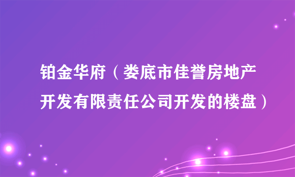 铂金华府（娄底市佳誉房地产开发有限责任公司开发的楼盘）