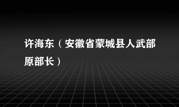 许海东（安徽省蒙城县人武部原部长）