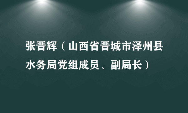 张晋辉（山西省晋城市泽州县水务局党组成员、副局长）