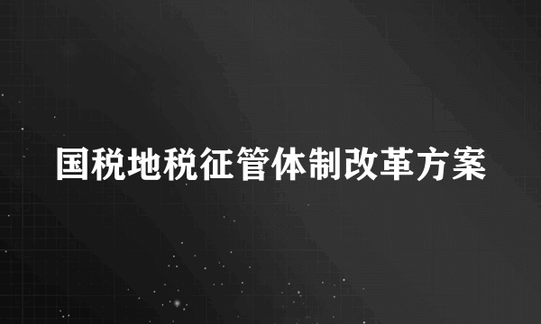 国税地税征管体制改革方案