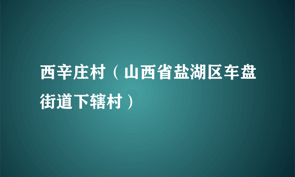 西辛庄村（山西省盐湖区车盘街道下辖村）