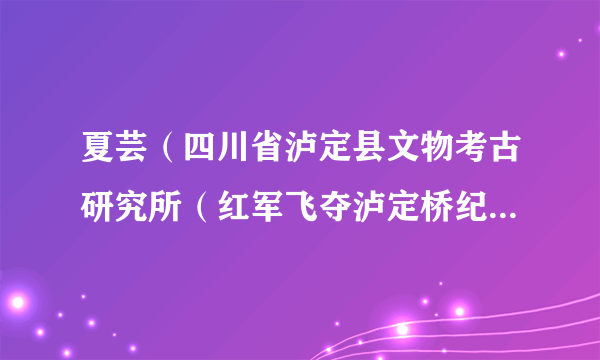 夏芸（四川省泸定县文物考古研究所（红军飞夺泸定桥纪念馆）副研究员）