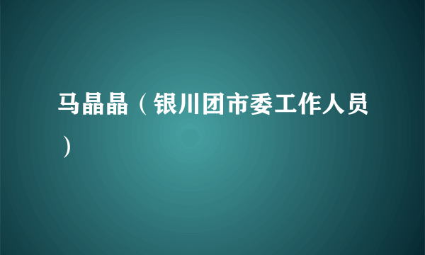 马晶晶（银川团市委工作人员）