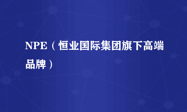 NPE（恒业国际集团旗下高端品牌）