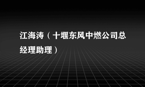 江海涛（十堰东风中燃公司总经理助理）