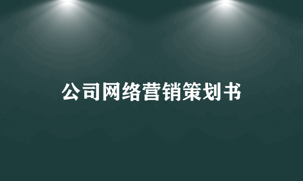 公司网络营销策划书