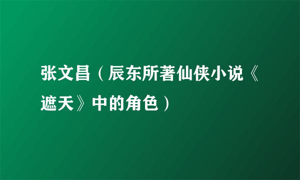 张文昌（辰东所著仙侠小说《遮天》中的角色）