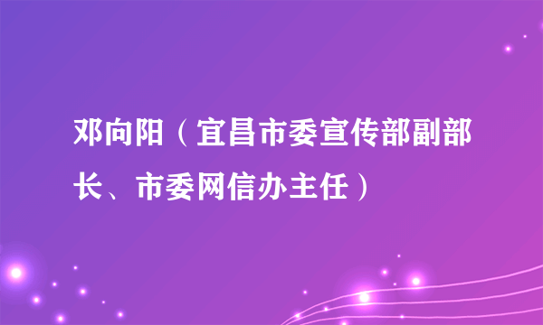 邓向阳（宜昌市委宣传部副部长、市委网信办主任）