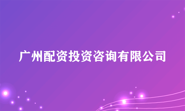 广州配资投资咨询有限公司