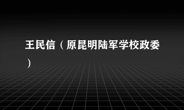 王民信（原昆明陆军学校政委）