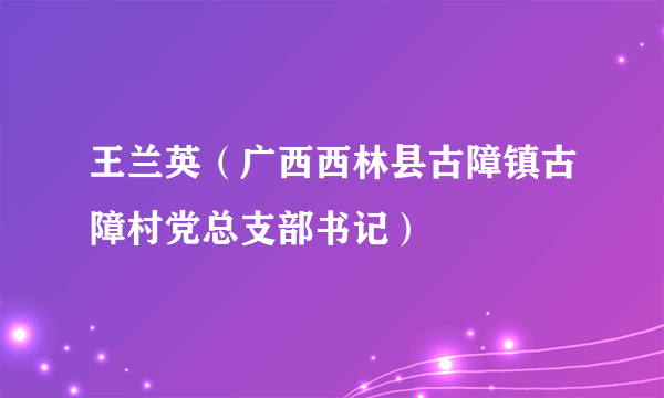 王兰英（广西西林县古障镇古障村党总支部书记）