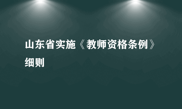 山东省实施《教师资格条例》细则