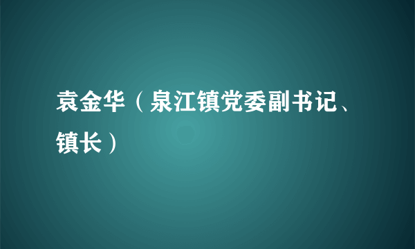 袁金华（泉江镇党委副书记、镇长）