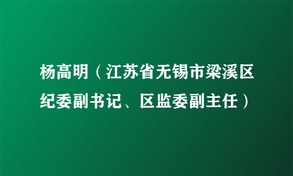 杨高明（江苏省无锡市梁溪区纪委副书记、区监委副主任）