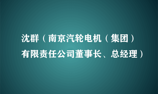 沈群（南京汽轮电机（集团）有限责任公司董事长、总经理）