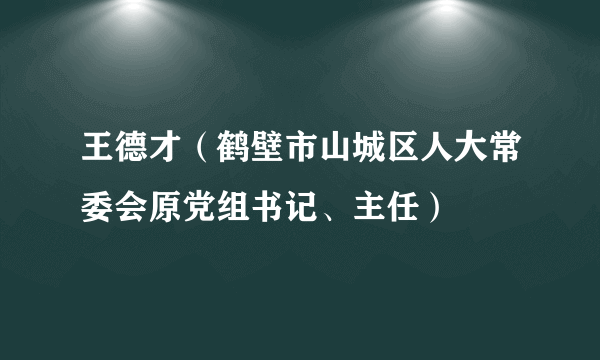 王德才（鹤壁市山城区人大常委会原党组书记、主任）