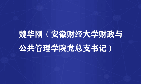 魏华刚（安徽财经大学财政与公共管理学院党总支书记）