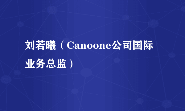 刘若曦（Canoone公司国际业务总监）