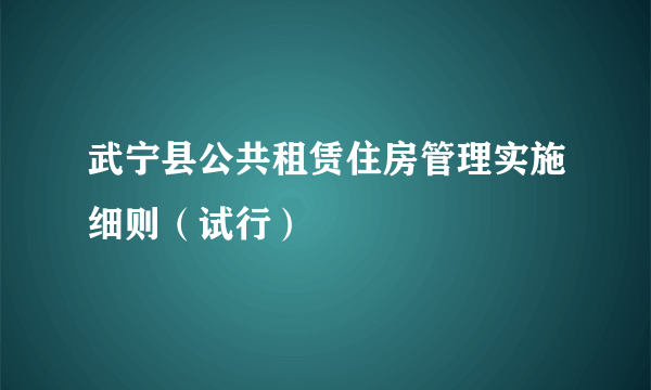 武宁县公共租赁住房管理实施细则（试行）