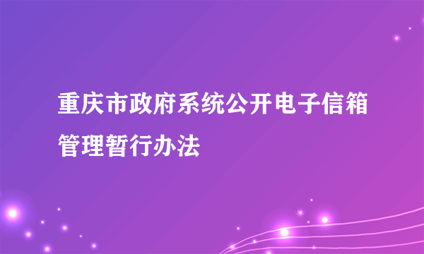 重庆市政府系统公开电子信箱管理暂行办法