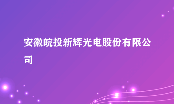 安徽皖投新辉光电股份有限公司