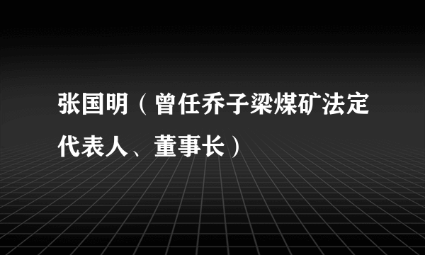 张国明（曾任乔子梁煤矿法定代表人、董事长）