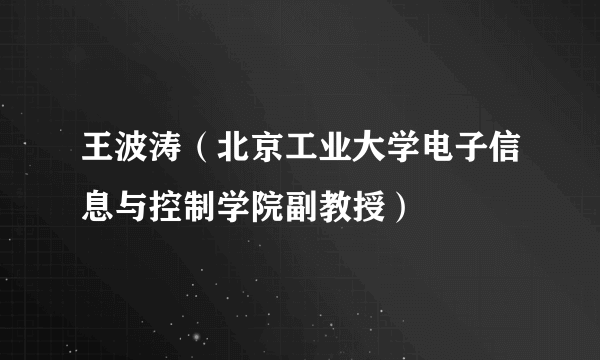 王波涛（北京工业大学电子信息与控制学院副教授）