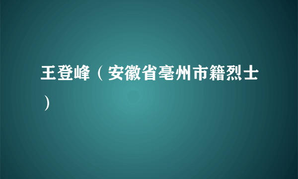 王登峰（安徽省亳州市籍烈士）