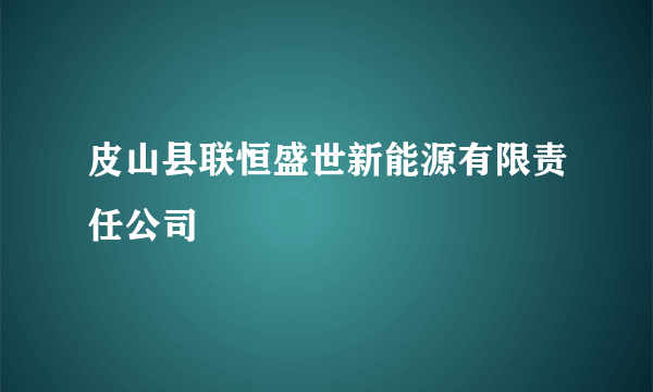 皮山县联恒盛世新能源有限责任公司