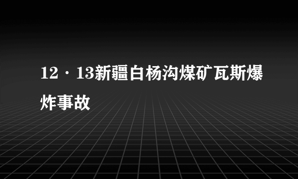 12·13新疆白杨沟煤矿瓦斯爆炸事故