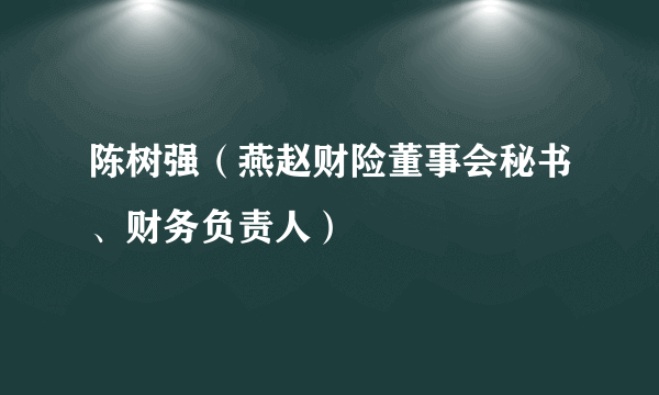 陈树强（燕赵财险董事会秘书、财务负责人）