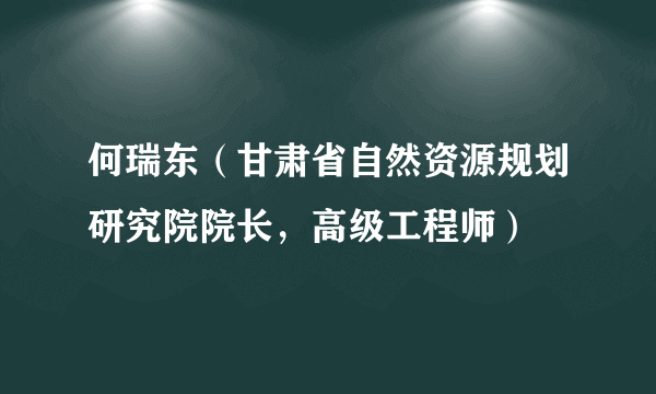 何瑞东（甘肃省自然资源规划研究院院长，高级工程师）