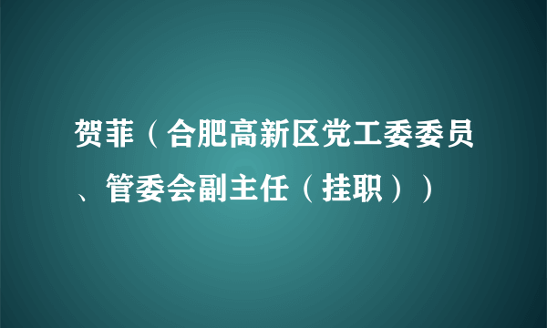 贺菲（合肥高新区党工委委员、管委会副主任（挂职））