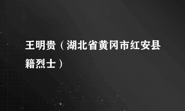 王明贵（湖北省黄冈市红安县籍烈士）