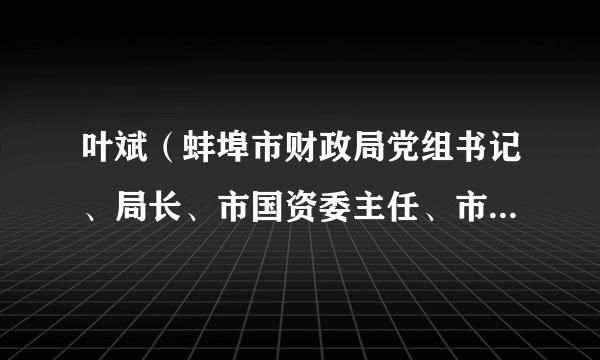 叶斌（蚌埠市财政局党组书记、局长、市国资委主任、市人大常委会人事代表选举工作委员会主任）