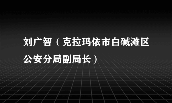 刘广智（克拉玛依市白碱滩区公安分局副局长）