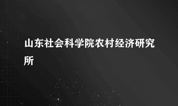 山东社会科学院农村经济研究所