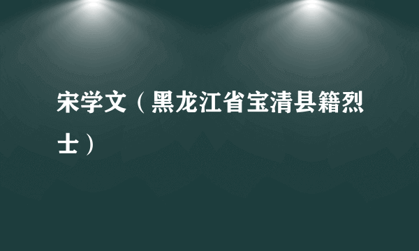 宋学文（黑龙江省宝清县籍烈士）