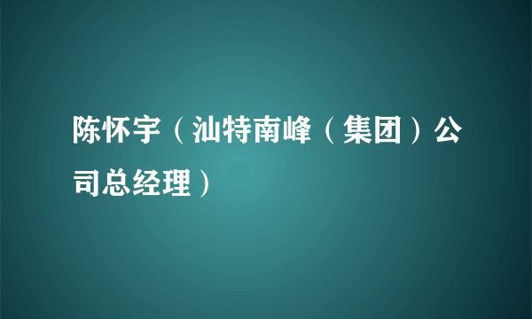 陈怀宇（汕特南峰（集团）公司总经理）