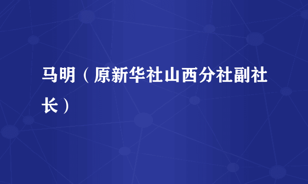 马明（原新华社山西分社副社长）