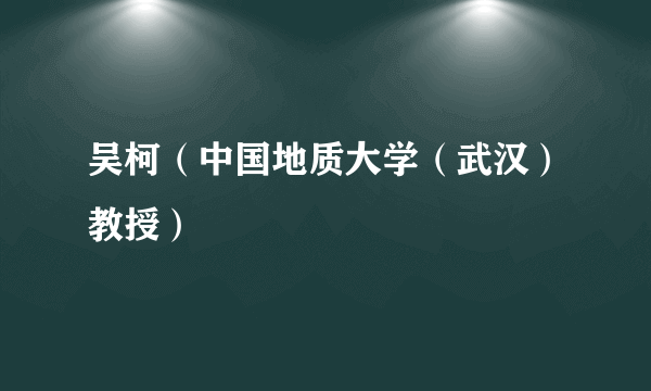 吴柯（中国地质大学（武汉）教授）